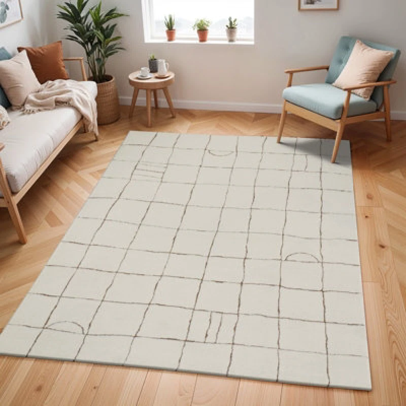 Image of Livabliss Scandi Modern High Pile Brown Hope Area Rug 200 X 275cm - Easy Care, Non Shedding, Ideal For Living Room & Bedroom