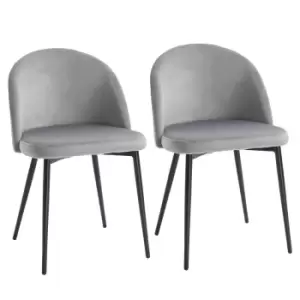 Image of HOMCOM Modern Upholstered Fabric Bucket Seat Dining Chairs Set Of 2 Grey