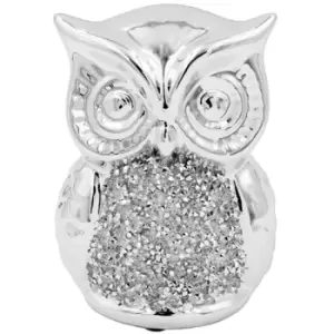 Image of Large Silver Sparkle Owl Figurine