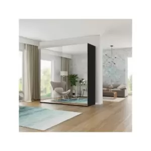 Image of Etna Modern Bedroom full mirror Sliding Double Door Wardrobe 150cm - Black
