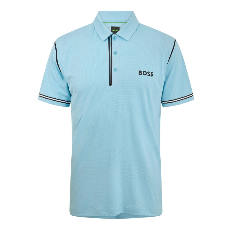 Image of Boss Mens Paddytech Goc Short Sleeve Polo Shirt Pastel Blue male S