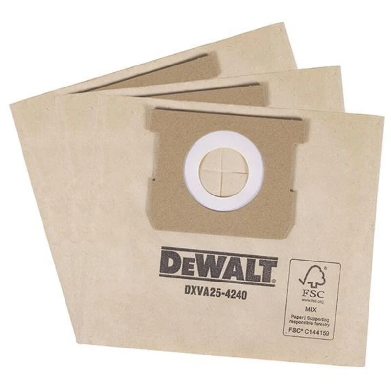 Image of DEWALT Vacuum DXVA25-4240 DXVA25-4240 Dust Bag Pack 3 DWV254240 - DEWALT DXVA25-4240