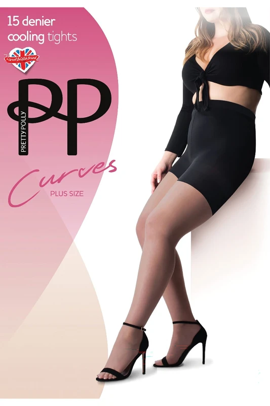 Image of Pretty Polly Womens Curves 15 Denier Sheer Cooling Tights - Nude Size: XL Nude Female XL