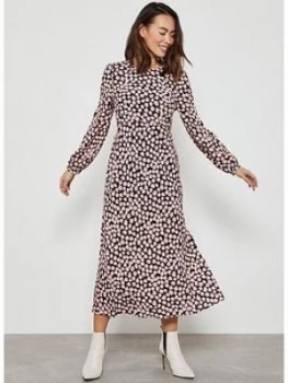 Image of Mint Velvet Elle Floral Print Midi Dress - Black