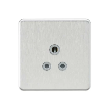 Image of Screwless 5A Unswitched Round Socket - Brushed Chrome with Grey Insert - Knightsbridge