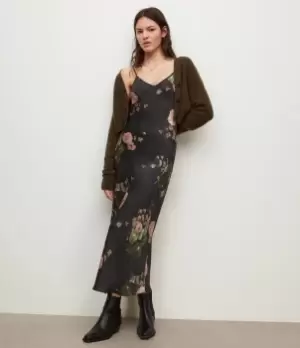 Image of AllSaints Womens Bryony Asago Dress, Black, Size: 6