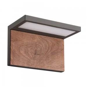 Image of Wall Down Lamp, 13W LED, 3000K, 850lm, IP54, Anthracite, Walnut