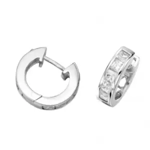 Image of Beginnings Sterling Silver E266C 5 Stones Hoop Earrings