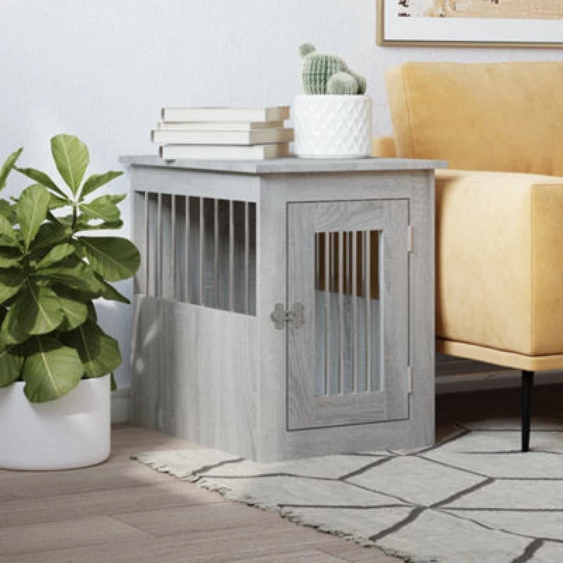 Image of vidaXL Dog Crate Furniture Grey Sonoma 45x62x59cm Engineered Wood, Grey 838314