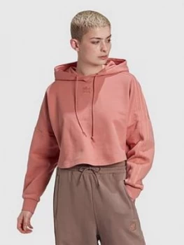 Image of adidas Originals New Neutral Cropped Hoodie - Pink, Size 14, Women