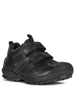 Image of Geox Boys Savage Leather Strap School Shoe - Black, Size 4 Older