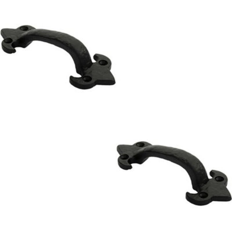 Image of Loops 2x Traditional Forged Iron Pull Handle 132 x 50mm Black Antique Door Handle Black unisex