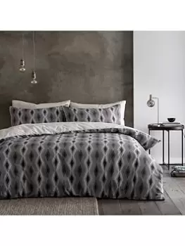 Image of Bianca Cottonsoft Ziggurat Geo Duvet Cover Set - Natural