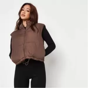 Image of Missguided Crop Puffer Gilet - Brown
