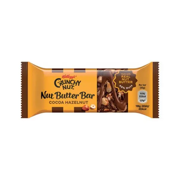Image of Kellogg's Crunch Nut Cocoa Hazelnut Nut Butter Bar 45g (Pack of 12) 7100439000