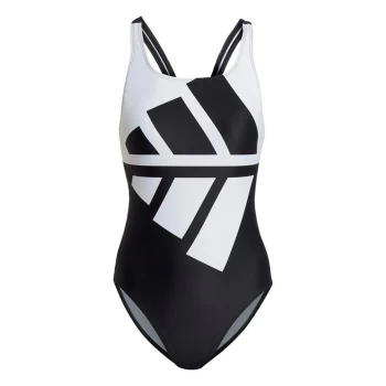 Image of adidas Logo Graphic Swimsuit Womens - Black