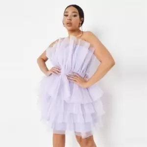 Image of Missguided Bandeau Ruffle Dress Tulle - Purple