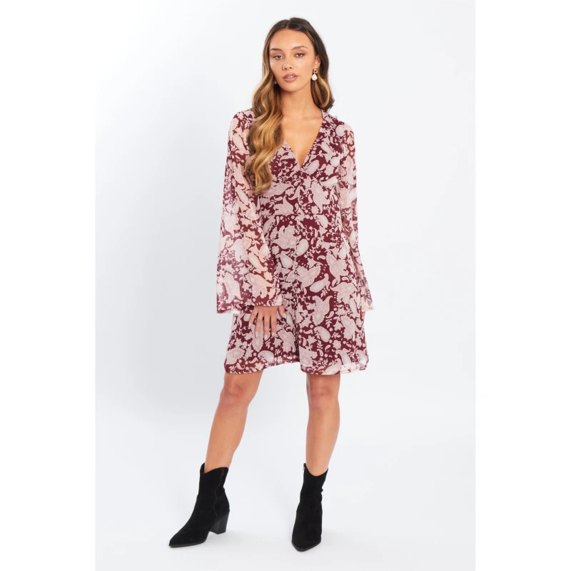 Image of Be You Bell Sleeve Dress Womens - Pink Pink 8