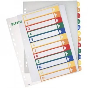 Image of Leitz 12940000 Index A4, Oversized 1-12 Polypropylene Multicolour 12 dividers Printable 12940000