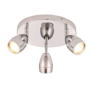 Image of LED 3 Light Bathroom Spotlight Chrome, Glass IP44, GU10