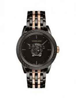 Image of Versace Palazzo Empire Black 3D Medusa 43mm Dial Black IP and Rose Gold Stainless Steel Bracelet Mens Watch, One Colour, Men