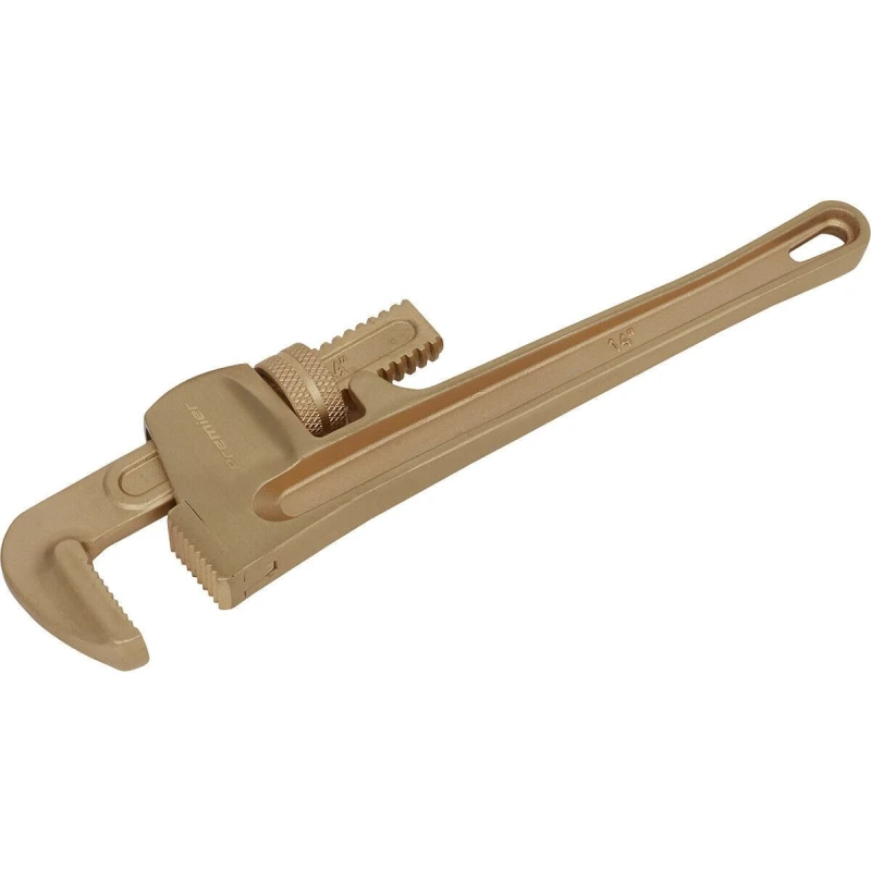 Image of Loops 350mm Non-Sparking Adjustable Pipe Wrench - 65mm Jaw Capacity - Beryllium Copper Copper