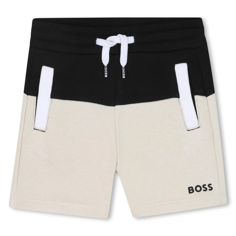 Image of Boss Kids Colour Block Fleece Jogger Shorts Black 09B male 9 Mnth