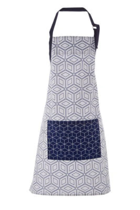 Image of Orsina Apron, Bold Geometric Design With Adjustable Neck Strap And Waist Ties, Protects Clothing During Cooking