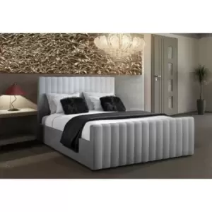Image of Envisage Trade - Keesa Contemporary Bed Frame - Plush Velvet, King Size Frame, Silver - Silver