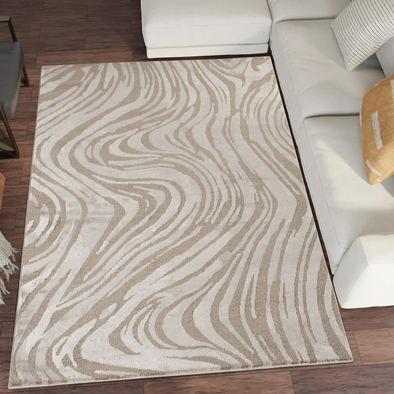 Image of Hamilton Modern Metallic Sheen Area Rug - Marble Inspired Design Mocha 200Cm X 290Cm