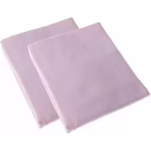 Image of HOMESCAPES Pink Brushed Cotton Cot Flat Sheet Pair 100% Cotton, 100 x 150cm - Pink
