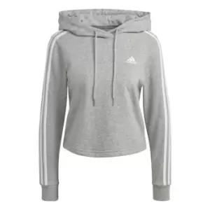 Image of adidas 3 Stripe Cropped Hoodie Womens - Grey