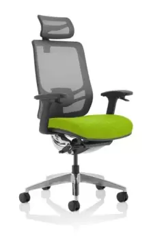Image of Ergo Click Bespoke Fabric Seat Myrrh Green Black Mesh Back with Headrest