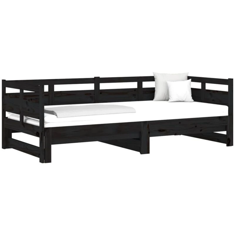 Image of VIDAXL Pull-out Day Bed without Mattress Black 2x(90x190) cm vidaXL 8720287073048