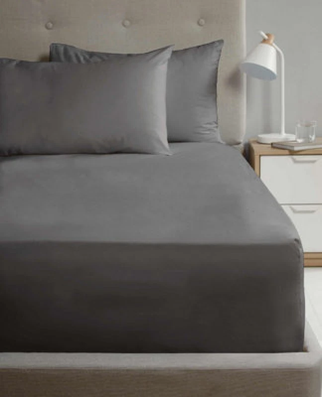 Image of Homespace Direct Ltd Flat Sheet 180Tc Percale Charcoal Double Sheet Suitable For Deep Mattresses