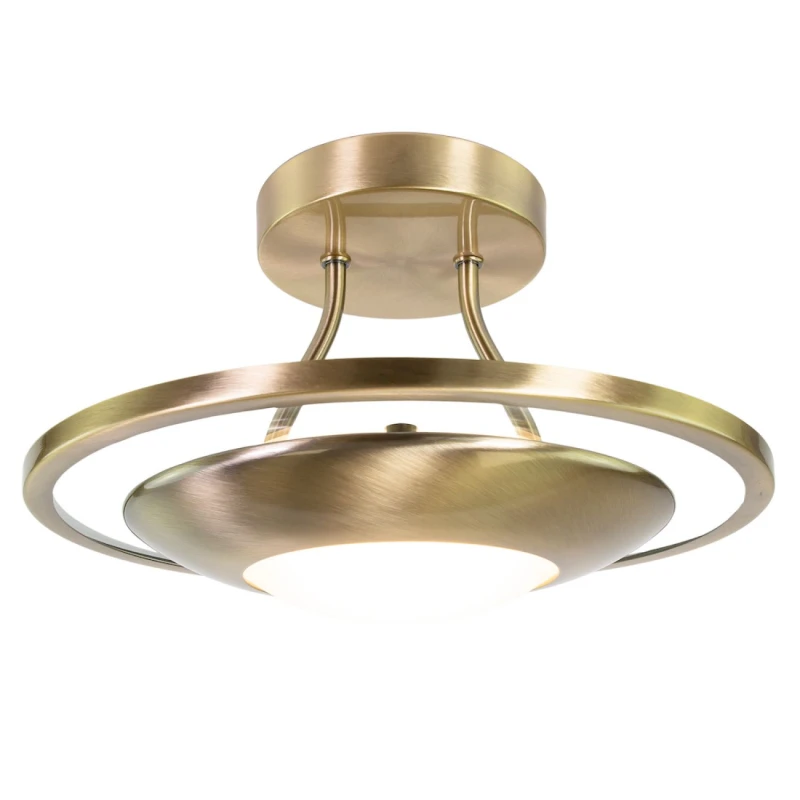 Image of Happy Homewares Semi Flush Energy Saving LED Ceiling Light in Brushed Metal Finish in Metallic Gold Metallic Gold Unisex