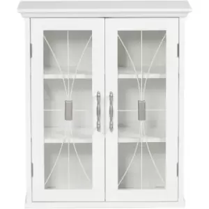 Image of Teamson Home - Delaney Bathroom Wooden Wall Cabinet White 7930 With 2 Glass Doors - White