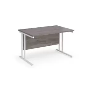 Image of Maestro 25 straight desk 1200mm x 800mm - white cantilever leg frame and grey oak top