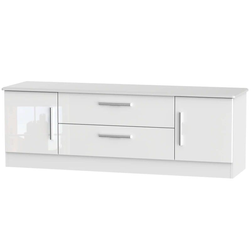 Image of Harrow 2 Door 2 Drawer Superwide TV Unit In White Gloss (Ready Assembled)