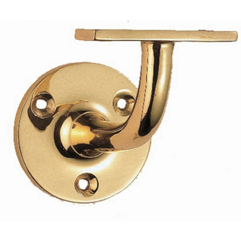 Image of Loops Heavyweight Handrail Bannister Bracket 80mm Projection Polished Brass Metallics unisex