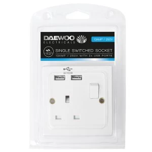 Image of Daewoo Single Switch Socket with 2 USB Ports