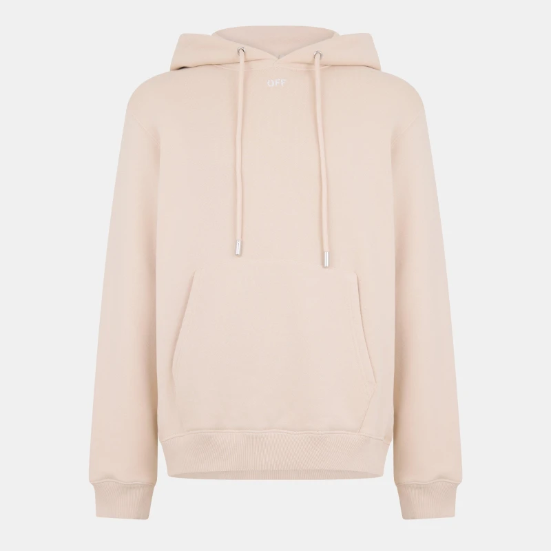 Image of Off White Mens Brick Arrows Jersey Fleece Long Sleeve Slim Fit Hoodie Beige/White male XS