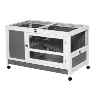 Image of PawHut Wooden Elevated Rabbit Hutch - Grey
