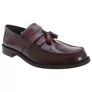 Image of Roamers Mens Toggle Saddle Hi-Shine Leather Loafers (6 UK) (Oxblood)