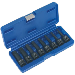 Image of Sealey 8 Piece 1/2" Drive Impact Spline Socket Bit Set 1/2"