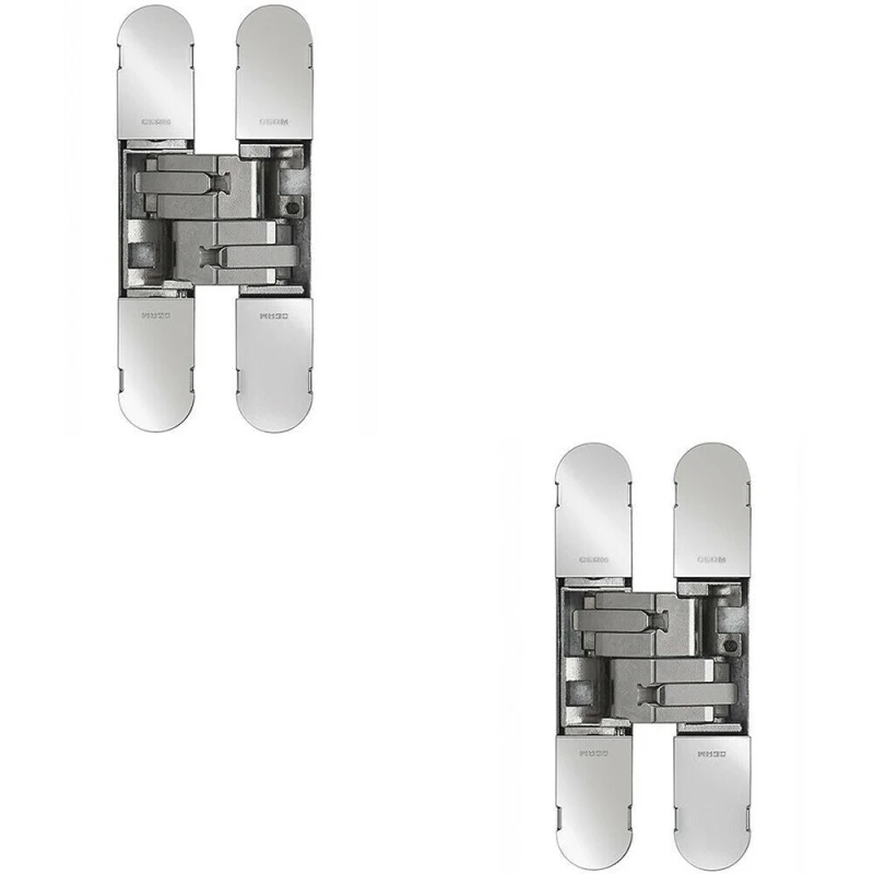 Image of Loops 2x 130 x 30mm Concealed Heavy Duty Hinge Fits Unrebated Doors Polished Nickel Metallics