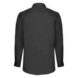 Image of Fruit Of The Loom Mens Long Sleeve Poplin Shirt (2XL) (Black)