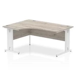 Image of Impulse 1800 Left Hand White Crescent Cable Managed Leg Desk Grey Oak