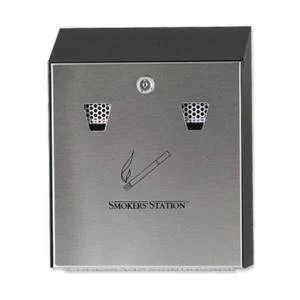 Image of RCP Smokers Station Wall Mounted Ash Bin Lockable Capacity 300 Butts