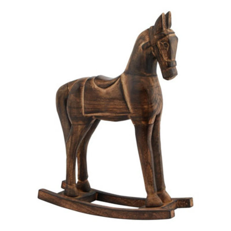 Image of Hill Interiors Natural Rocking Horse - Wood - L8 X W25 X H32cm - Brown